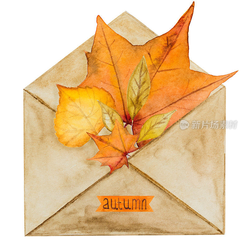 Card with various drawings on the autumn theme